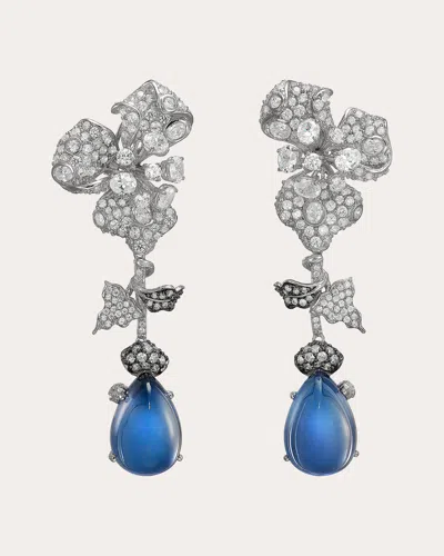 Anabela Chan Women's Diamond & Kashmir Sapphire Orchid Drop Earrings In Metallic