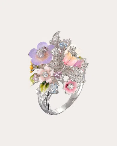 Anabela Chan Women's Diamond & Mother Of Pearl Lavender Primrose Bouquet Ring In White