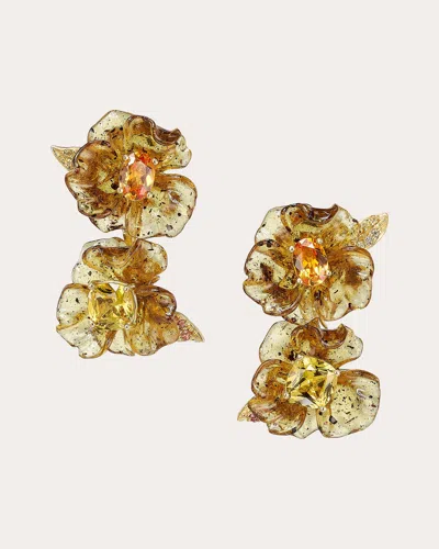 Anabela Chan 18k Yellow Gold Vermeil Sapphire Petunia Drop Earrings In Gold