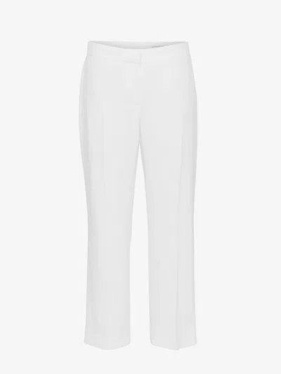 Alexander Mcqueen Leaf Crepe Cigarette Trouser In White