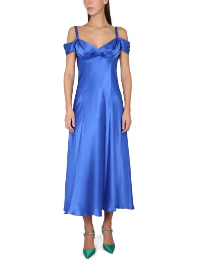 Alberta Ferretti Alberta Ferreti Off-the-shoulder Dress In Blue