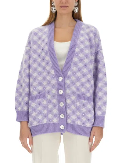 Alessandra Rich Women V-neck Cardigan In Purple