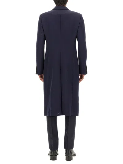 Alexander Mcqueen Men Double-breasted Coat In Blue