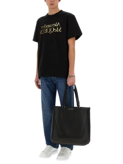 Alexander Mcqueen Men Tote Bag The Edge In Black