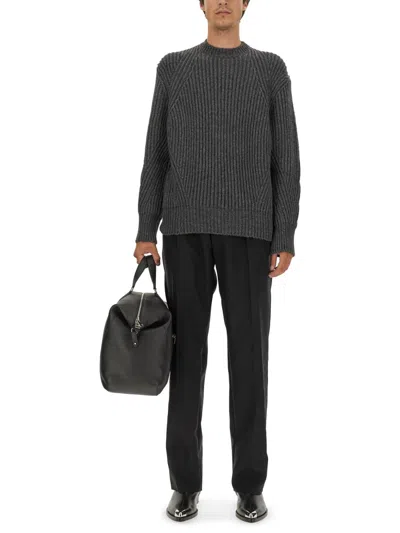 Alexander Mcqueen Ribbed Wool Sweater In Gray