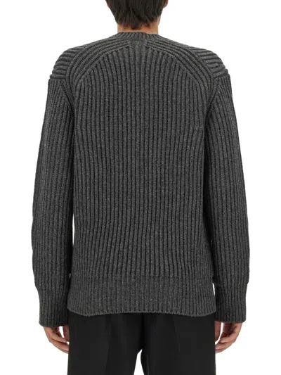 Alexander Mcqueen Ribbed Wool Sweater In Gray