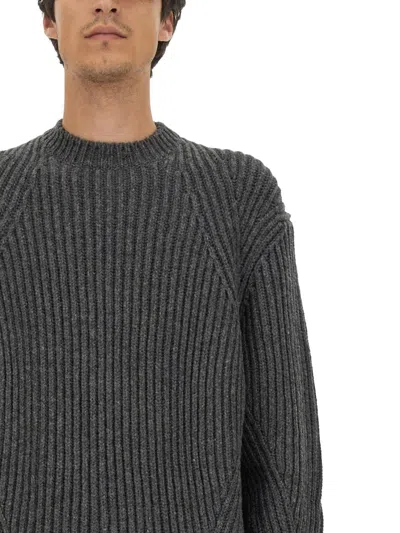 Alexander Mcqueen Ribbed Wool Sweater In Gray