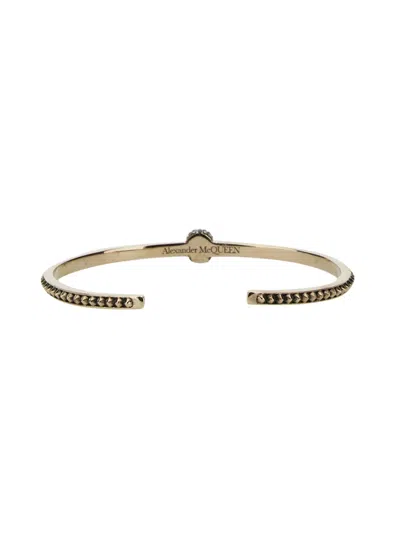 Alexander Mcqueen Women Skull Bracelet In Gold