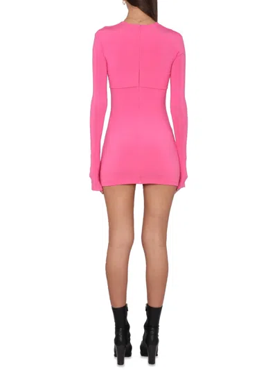 Ambush V-neck Cut-out Mini Dress In Stretch Viscose In Pink