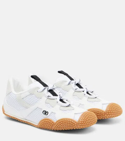 Valentino Garavani Amphibia Sneaker In Rubberised Calfskin And Split Leather Woman White 41