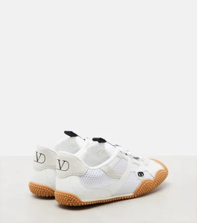 Valentino Garavani Amphibia Sneaker In Rubberised Calfskin And Split Leather Woman White 41