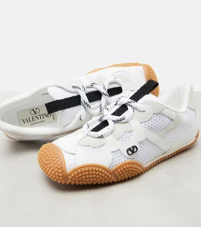 Valentino Garavani Amphibia Sneaker In Rubberised Calfskin And Split Leather Woman White 41