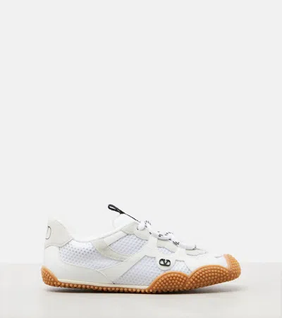 Valentino Garavani Amphibia Sneaker In Rubberised Calfskin And Split Leather Woman White 41