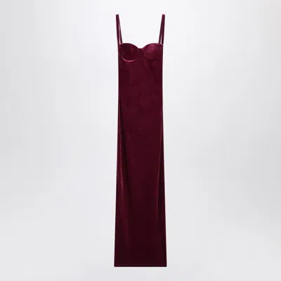 Balenciaga Long Plum-colored Velvet Dress Women In Red