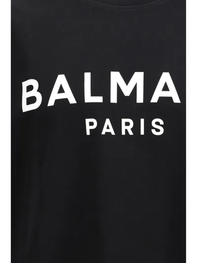 Balmain Logo Embossed Cotton T Shirt In Black