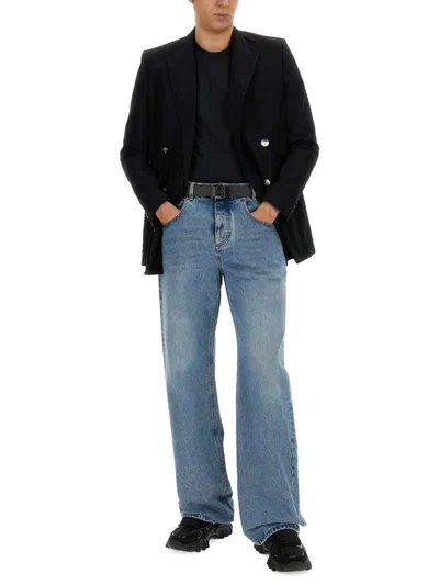Balmain Double Breasted Tailored Wool Jacket In Black