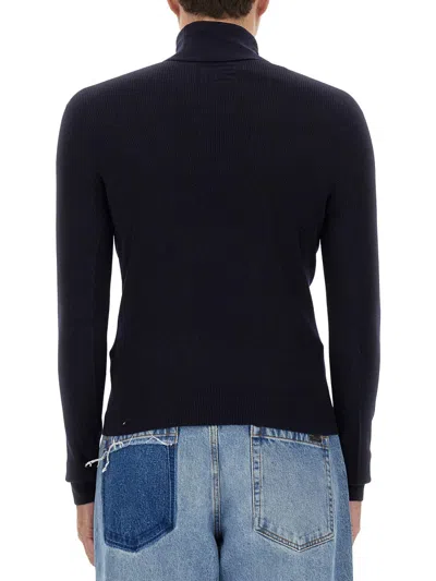 Balmain Logo-patched High-neck Sweater In Blue
