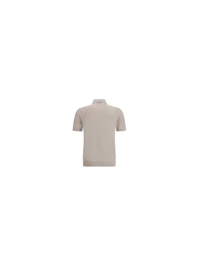Brunello Cucinelli Beige Cotton Polo Shirt In Gray