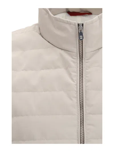 Brunello Cucinelli Beige Polyester Sleveless Jacket In Neutral