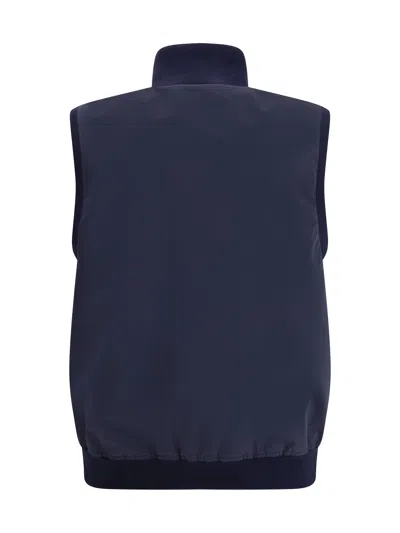 Brunello Cucinelli Men Sleeveless Vest Jacket In Blue