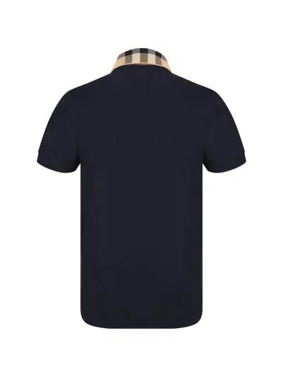 Burberry Slim Fit Check Collar Cotton Polo Shirt Clothing In Blue