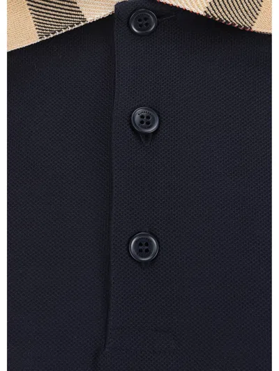 Burberry Slim Fit Check Collar Cotton Polo Shirt Clothing In Blue