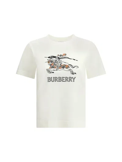 Burberry Women Cotton T-shirt With Drawn Ekd In White