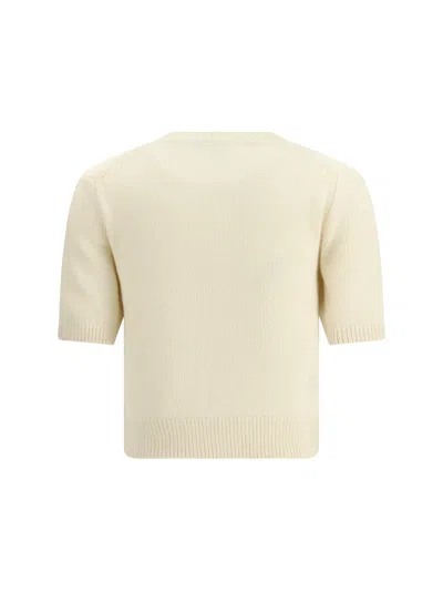 Burberry Wool-cashmere Short-sleeve Sweater In Neutral