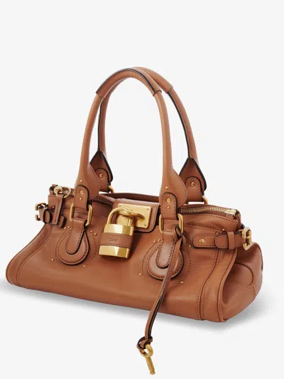 Chloé Chloe Paddington Medium Grained Leather Shoulder Bag In Brown