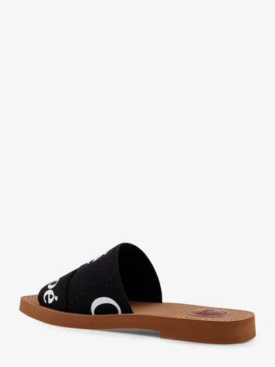 Chloé Chloe Women Black Linen Woody Slippers In Black