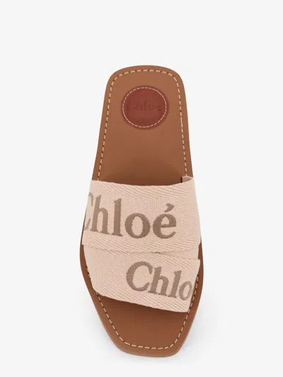 Chloé X High Summer Woody Embroidered Logo Flat Sandals In Multi