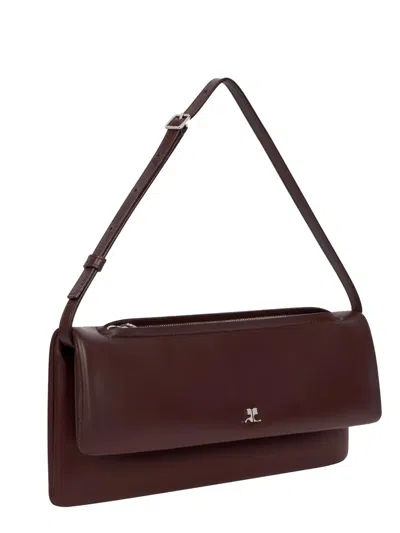 Courrèges Shoulder Bag Cuff Design Adjustable Strap In Burgundy
