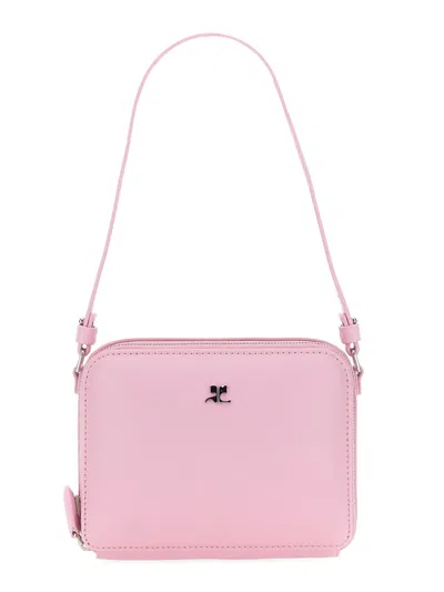 Courrèges Rectangular Shoulder Bag With Adjustable Strap And Minimalist Design In Pink