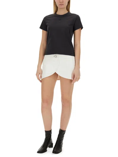Courrèges Fitted Black Cotton Crew Neck T-shirt