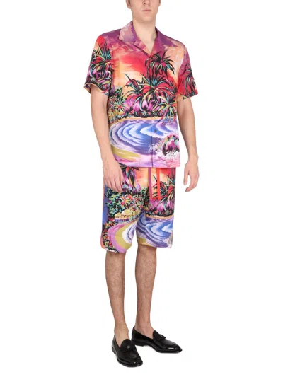 Dolce & Gabbana Silk Bermuda Shorts With Hawaian Print In Multi