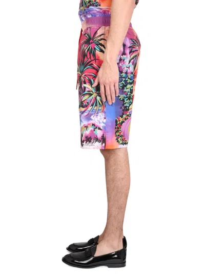 Dolce & Gabbana Silk Bermuda Shorts With Hawaian Print In Multi