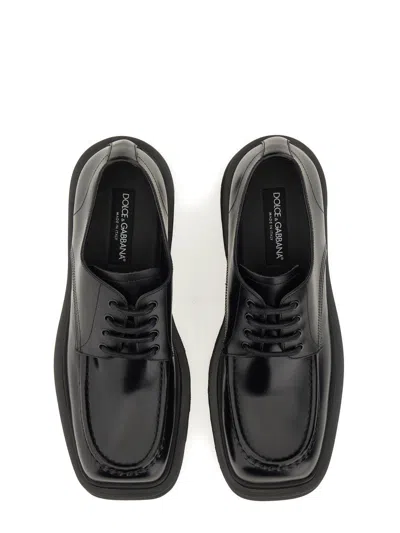 Dolce & Gabbana Square-toe Leather Derby Shoes In Nero