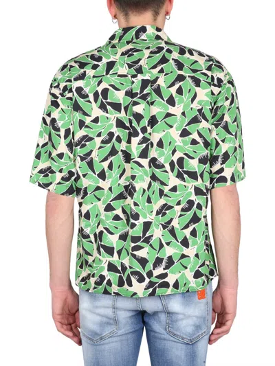 Dsquared2 Multicoloured Short-sleeved Shirt With Leaf Print