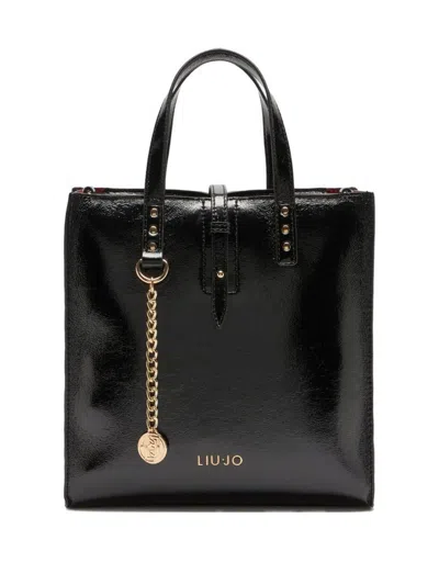 Liu •jo Patent Leather Studded Satchel In Black