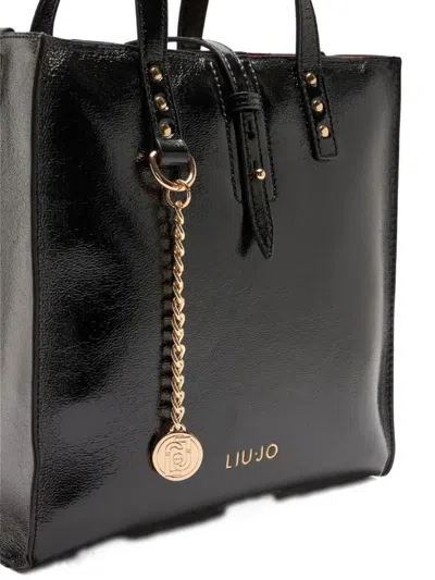 Liu •jo Patent Leather Studded Satchel In Black