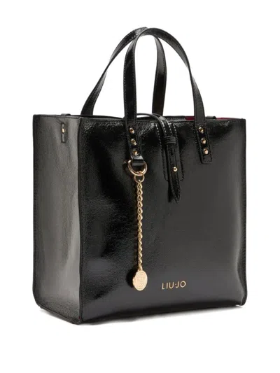 Liu •jo Patent Leather Studded Satchel In Black