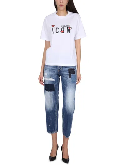 Dsquared2 Dsquared Women Icon Game Lover T-shirt In White