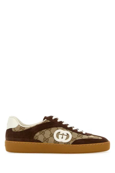 Gucci Men G75 Low-top Supreme Gg Fabric And Suede Sneakers In Multi