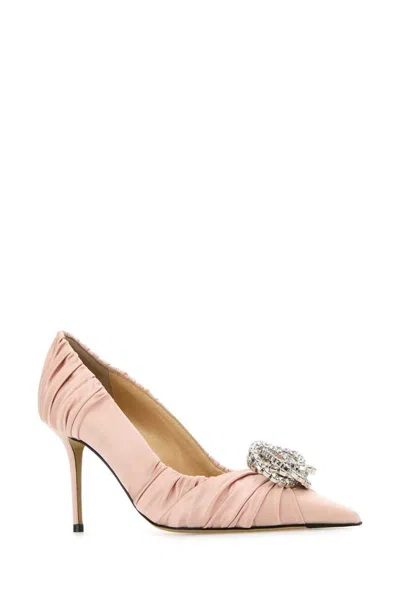 Mach&mach Satin Pumps With Embellished Detail And Ruched Design In Pink
