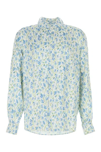 Loewe Men Printed Satin Shirt In Pink