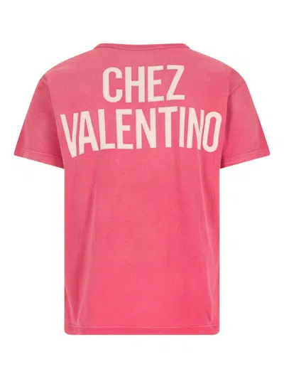 Valentino Graphic Print Cotton T-shirt With Short Sleeves In Red