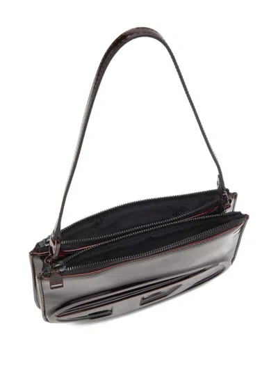 Diesel 1dr 20. Twin Shoulder Bag In Black Leather In Black