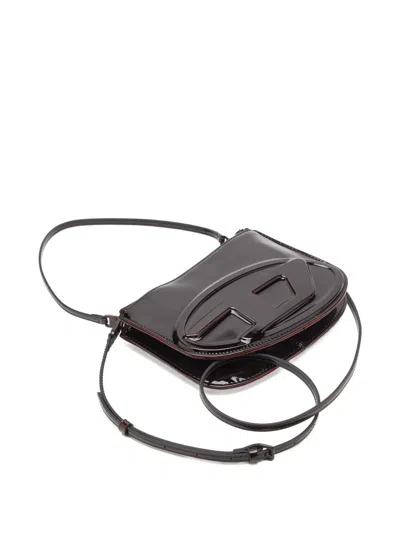 Diesel 1dr 20. Twin Shoulder Bag In Black Leather In Black