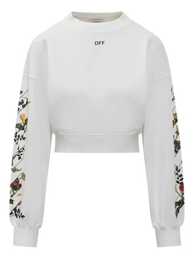 Off-white Floral Graphic Long Sleeve Top In White