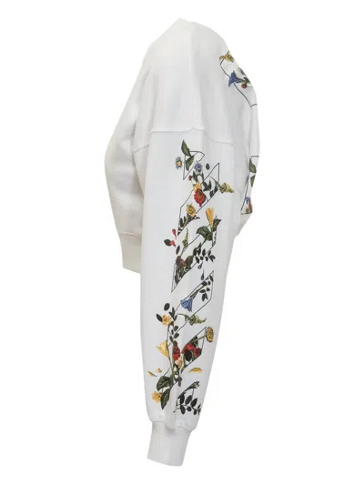 Off-white Floral Graphic Long Sleeve Top In White